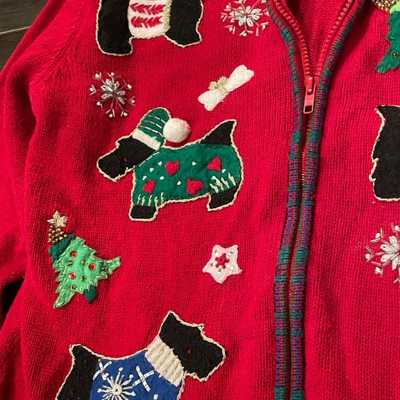 Vintage Heirloom Collectibles Red Scottie Dog Christmas Sweater Size M - Picture 3 of 5